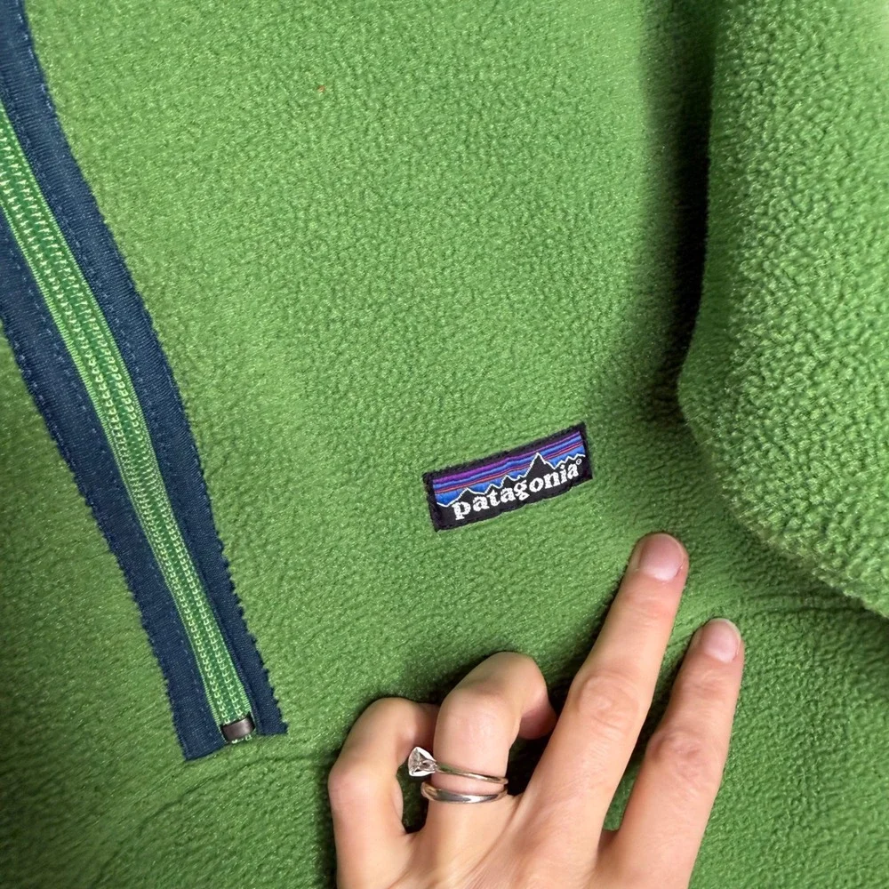 Patagonia Kids Synchilla Quarter‎ Zip Fleece Pullover Green Small 65518 S4